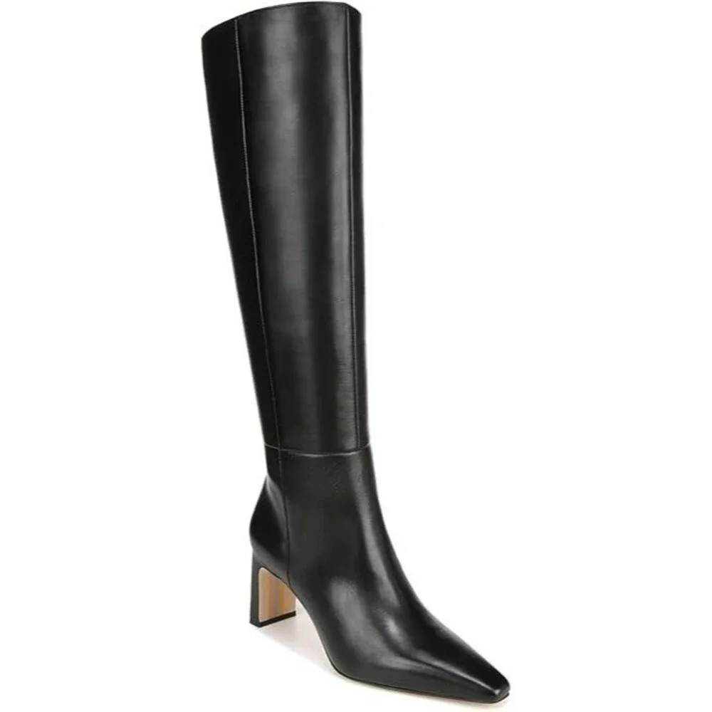 Sam Edelman Women's Sylvia Knee High Boots Size 8.5 Black Leather Stiletto Heel
